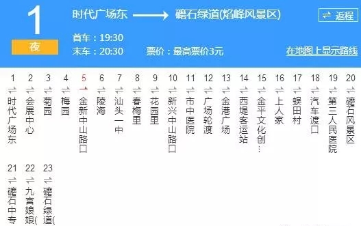 汕头夜1路公交车