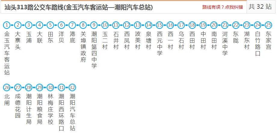 汕头潮阳313路_汕头潮阳313路公交车路线_潮阳公交查询