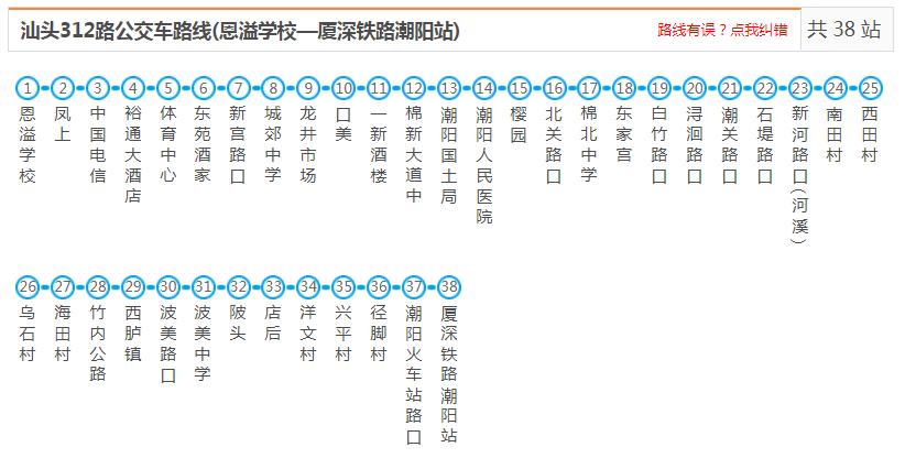 汕头潮阳312路_汕头潮阳312路公交车路线_潮阳公交查询