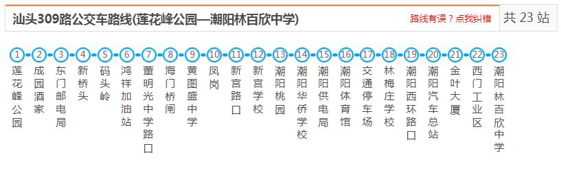 汕头潮阳309路_汕头潮阳309路公交车路线_潮阳公交查询