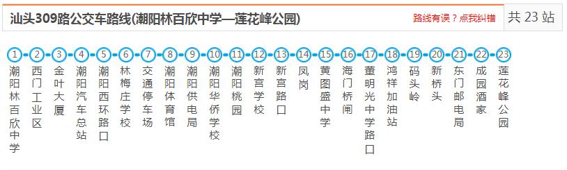 汕头潮阳309路_汕头潮阳309路公交车路线_潮阳公交查询