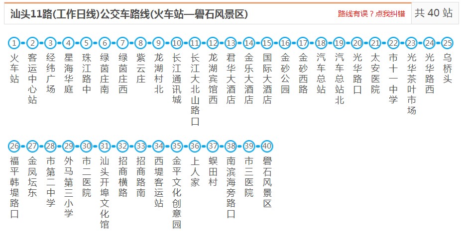 汕头11路_汕头11路公交车路线_汕头公交车线路查询