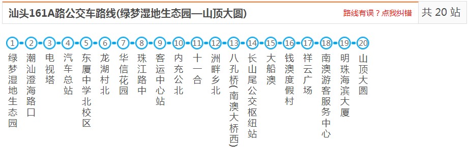 汕头161A路_汕头161A路公交车路线_汕头-南澳公交查询