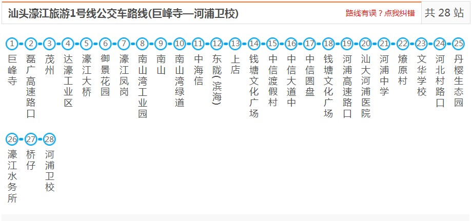 汕头濠江旅游1号线_汕头濠江旅游1号线公交车路线查询