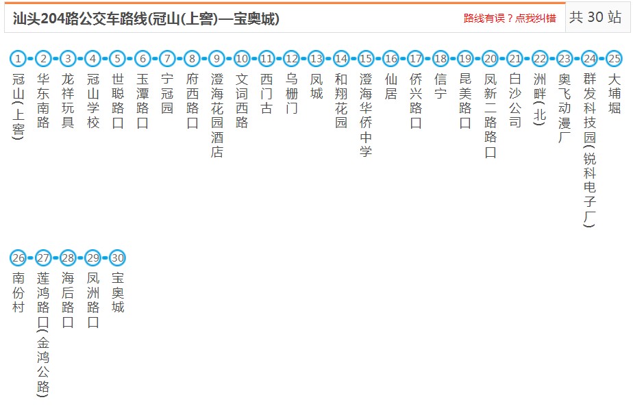 汕头澄海204路_汕头204路公交车路线_汕头公交查询