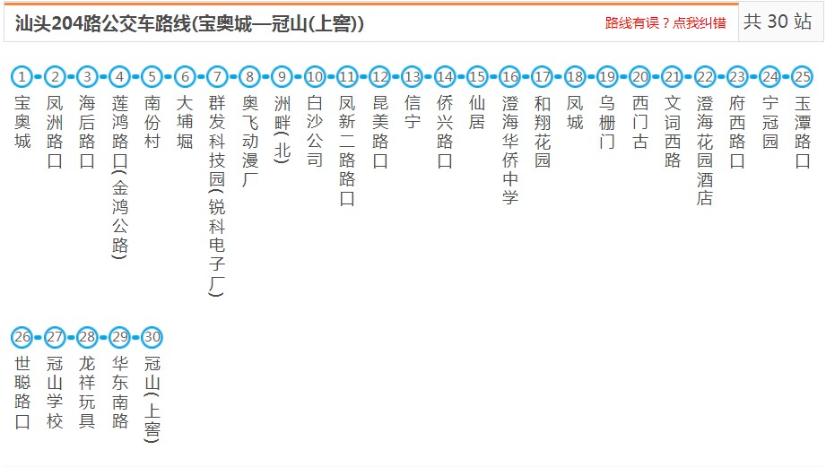 汕头澄海204路_汕头204路公交车路线_汕头公交查询