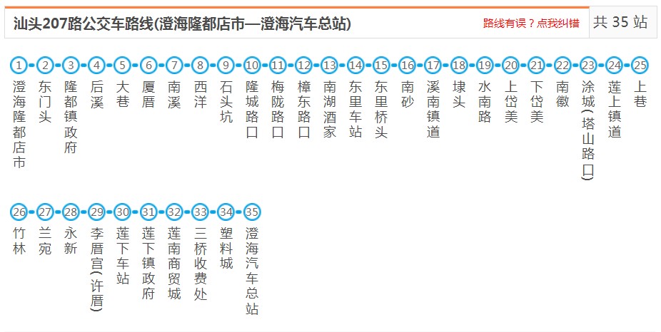 汕头澄海207路_汕头207路公交车路线_汕头公交查询