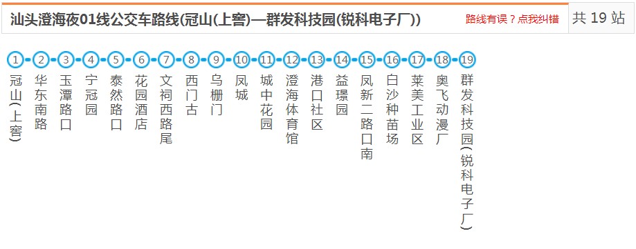 汕头澄海夜01线_汕头夜01线公交车路线_汕头公交查询