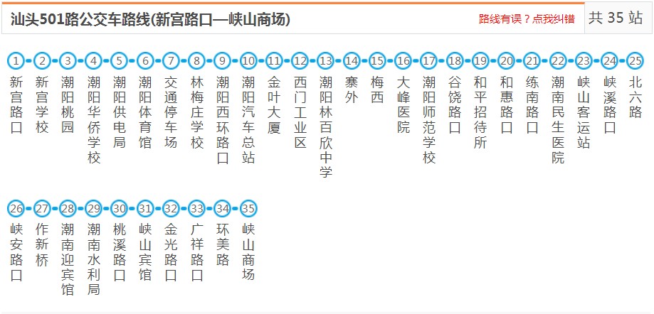 汕头潮南501路_汕头501路公交车路线_汕头公交查询