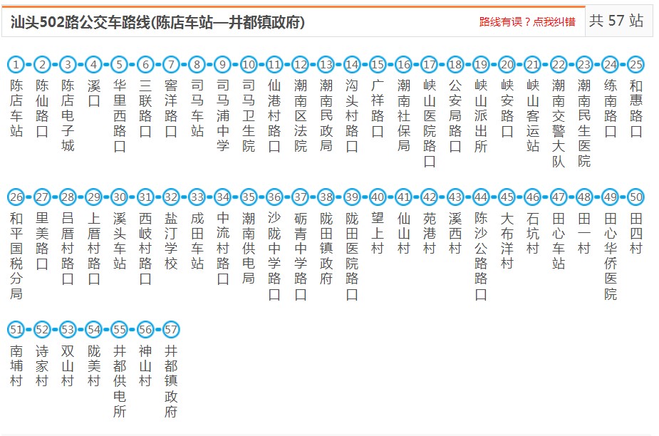 汕头潮南502路_汕头502路公交车路线_汕头公交查询